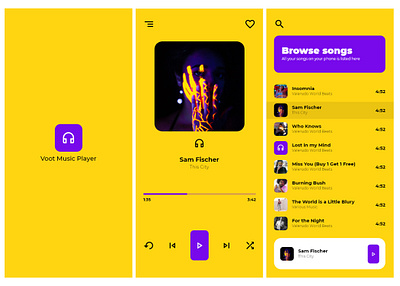 Voot Music Player UI app illustration music music player ui ux voot