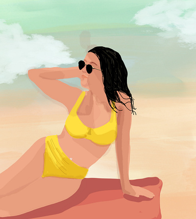 Sun girl color girl ilustration procreate sun vector