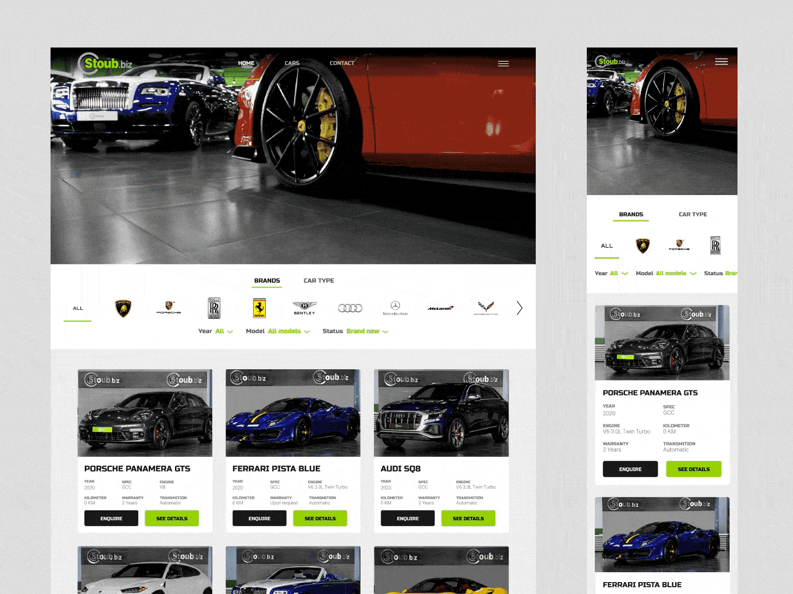 Car dealership website audi car car dealership car showroom cars clean dealership design ecommerce ferrari luxury minimal porsche responsive store ui ux website