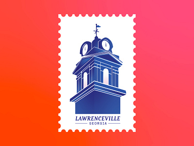 Lawerenceville, GA | Postcard adventure atlanta branding clock clocktower explore ga geometric gradient illustration invitation mail postcard stamp time tower travel typography usa