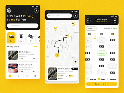 PARKIN App app design booking branding bright colors car parking design graphic design location map minimal mobile app parking app parking booking slot booking typography ui uiux ux vehicle web