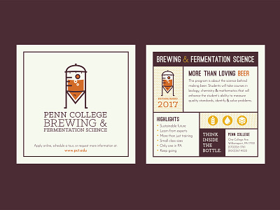 Penn College Brewing & Fermentation Science - Promo Coaster 2d adobe branding brewing college colleges design fermentation illustration logo print typography