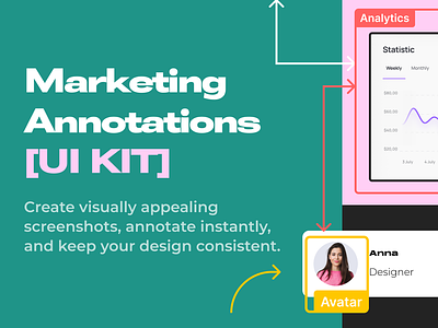 Marketing annotations - UI kit, improve your product screenshots annotation comments design system designer template ui ui kit