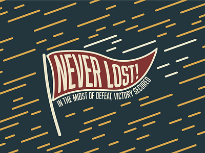 NEVER LOST! branding design illustration logo pennant flag