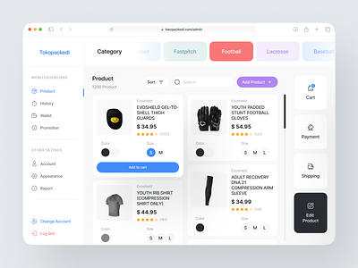 Tokopackedi - Admin POS Dashboard cashier check out dashboard design ecommerce evoshield football jersey money point of sale point of sales pos pos system product product design shopping sport sport shop store ui