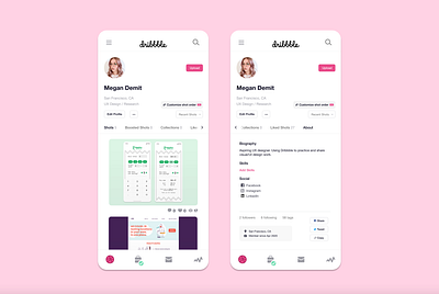 another take on the dribbble app dailyui dailyui006 dailyuichallenge design profile profile screen ui ux uxdesign