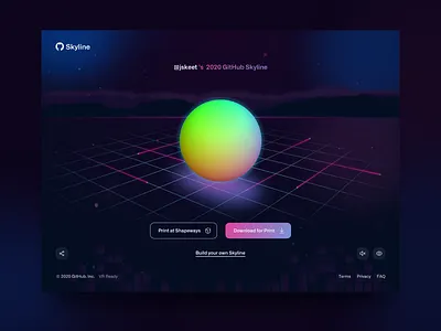 GitHub Skyline 3d babylonjs codegram design github skyline ui ui design user interface web website