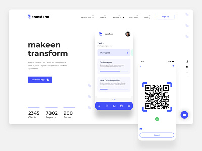 Makeen Transform - Website 2021 app clean flat form mobile mobile ui shadow trends trends 2021 ui ux website white