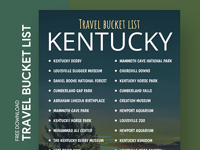 Kentucky Travel Bucket List Free Google Docs Template bucket bucketlist check checklist doc docs document goals google list ms print printing template templates to do to do list wish wishlist word