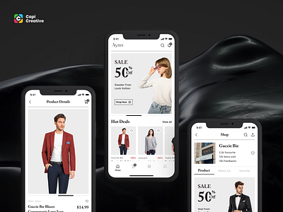 Ayan - Fashion eCommerce App Design app capi creative design e com e shop ecom ecommerce fashion fashion app graphic design mobile online shopping shopify ui ui kit