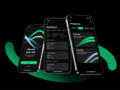 Running app abstract app dark darktheme design green map running statistics ui ux