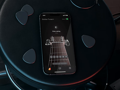 Guitar Tuner+ app app design design guitar guitar tuner instrument music music app sound tuner ui ukulele ux viola violin