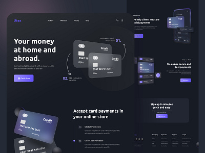 Utex - Online Payment Landing Page bestdesign blackdesign branding brandnewdesign cleandesign cleanlandingpage creditcard design landing page design landingpage minimal modern design mostviewdesign onlinepayment payment socialmedia socialmediapayment ui uidesign webdesign