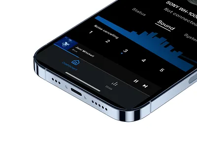 Headphones app exploration app app details blue dashboard design detail details earbuds headphones noise noise cancelling noisecancelling realistic sony ux