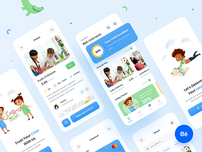 Childcare App - Behance Case Study baby babycare behance booking app case study childcare childcare app children clean daycare daycare app design family app fun kids app mobile app simple teen uiux ux