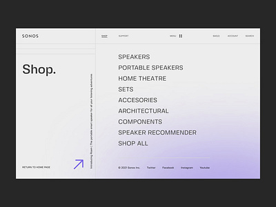 Sonos - Store app audio behance clean design e commerce gradient interaction interface menu minimal minimalism shop sound speaker store ui ux web website