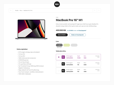 Epli : Product page apple clean ecommerce iceland mac minimal product store