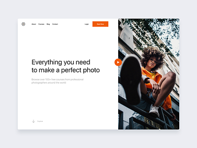 Explorations #01 clean courses flat landing learning minimal photography ux web web design website website builder white