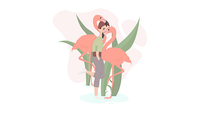 Flamingo Girl adobe adobe illustrator design flamingo flat flat illustration girl girl illustration illustration pink vector