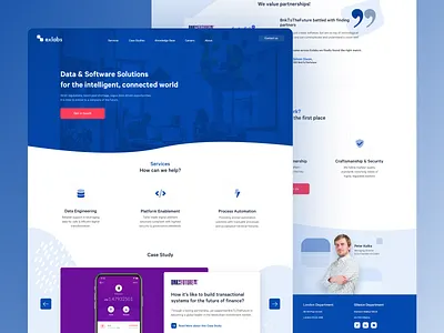 Exlabs Software Homepage blue blue colors clean web company website dev company kkorzeniowski landing page landing website minimalistic company shapes software company software house