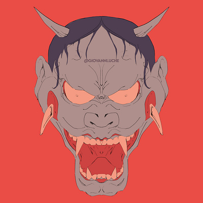 Hannya Mask | Illustration 2d art anime character design digital art editorial illustration line work magazine cover procreate