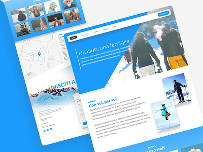 Ski Club website - detail page blue card cards clean club design detail details page event landing minimal responsive simple ski travel ui web website white winter