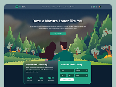 Eco Dating Website Design app application concept dating design ecodating illustration logo ui uidesign uikit uiux website