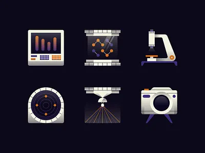Mars Exploration Icons Part 2 camera computer data visualization data viz icon icon set icons infographic mars microscope nasa retro science space