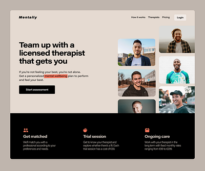 Mental health landing page graphic design landing page