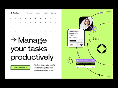 Task Management Landing Page app design best design data landing landing page manager organize planner product design productivity project management task task management team team management timeline to do ux web design website design