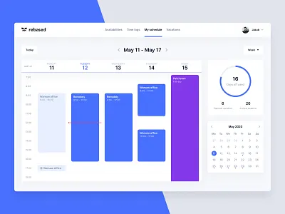 Schedule app Calendar calendar dashboard desktop holiday time tracking vacation web