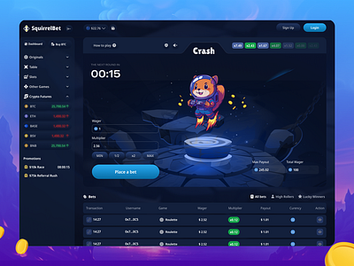 Squirrel- Casino Game Crash betting casino casino provider crash crypto casino design gambling game game assets game ui online casino product design ui