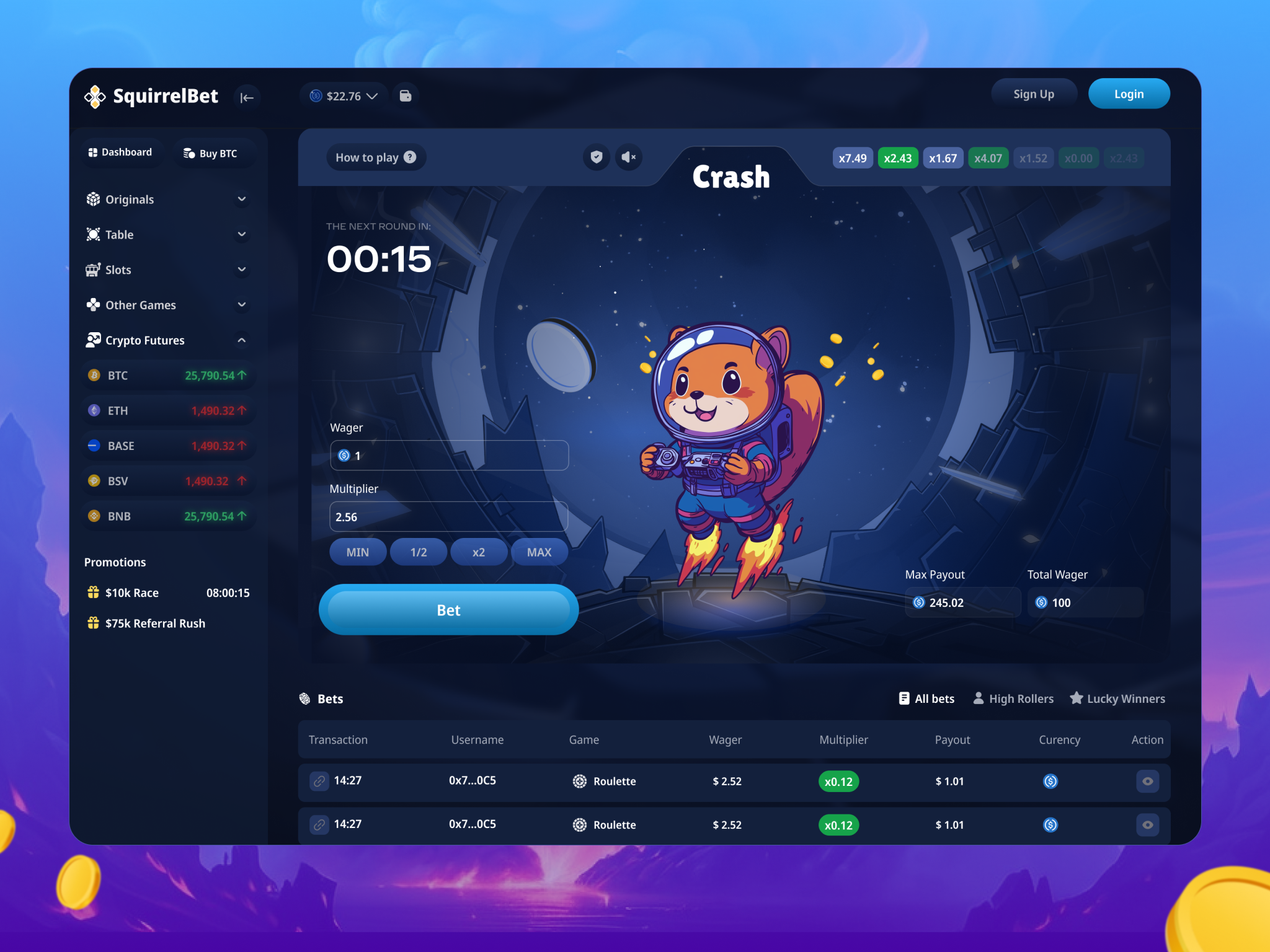 Example of Custom Casino 2 D Game Design (UI/UX)