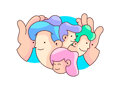 lifestyle bubble bubblegum friends friendship illustration life lifestyle line sticker team