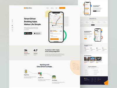 Ditex - Driver Booking Apps app app landing page app ui booking clean clean ui creative design driver app driver bookibg driving home landingpage mobile apps design modern trending trendy ui uiux ux