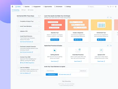 Onboarding analytics apollo checklist crm dashboard get started get started guide hubspot intro onboard onboarding onboarding illustration onboarding screen onboarding screens onboarding ui saas steps strategy to do ui