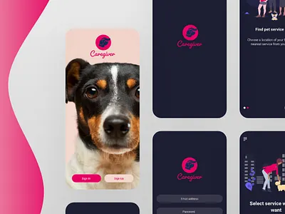 Caregiver-Pet Sitter app design logo ui