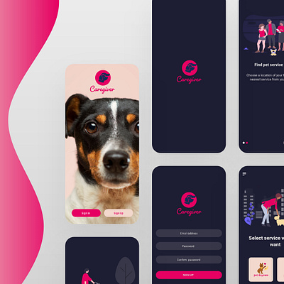 Caregiver-Pet Sitter app design logo ui