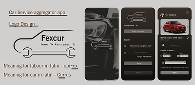 "Fexcur" A car workshop aggregator app app design icon logo ui ux