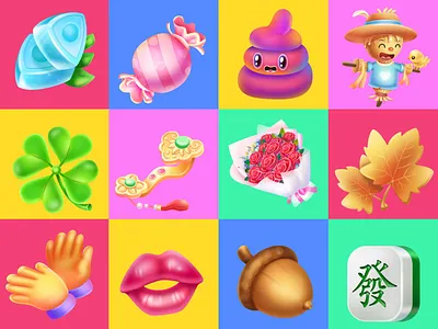 Live stream gift 3 affinity designer animation candy card design fault flowers four leaf clover illustration live gift live stream gift scarecrow wme