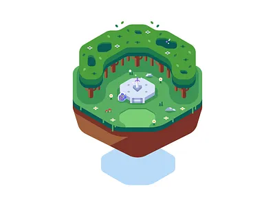 Isometric Lost Woods (Zelda) colorful games illustration island isometric lost woods master sword nintendo sword video games zelda