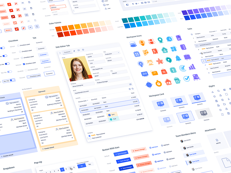 Ninox Design System brand brand identity branding branding design color scheme design systems icon design icons marketing icon styleguide ui ui style guide user interface visual identity