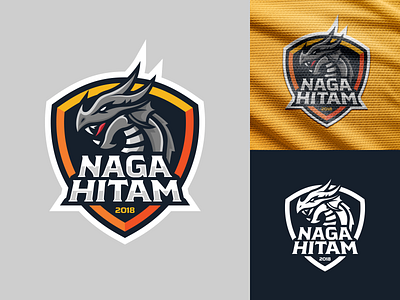 Logo Concept for Naga Hitam FC brand design brand identity design brand logo branding corporate identity dragon dragon logo esports esports logo football football club football logo graphic design illustration logo logo design logodesign logos soccer soccer logo