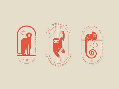 Tropical Logos chameleon logo editable logo logo badges logo mark logo stamp logo templates luxury logo monkey logo retro badge retro logo sloth logo tropical logos vector logo