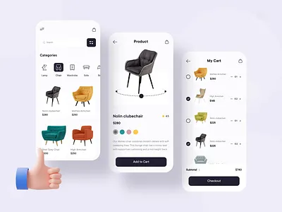 Furniture E-Commerce App Concept app app design application design illustration minimal mobile app mobile ui ui ux