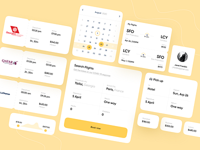 Flight UI Components app booking buy calendar clean clean ui component components design flight flight app flight booking flights minimalistic mobile order ticket ui ui component ui components