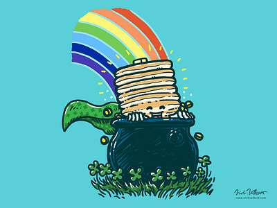 Pot O'Gold Cakes breakfast cape captain pancake illustration pancakes pot of gold rainbow st patricks day superhero