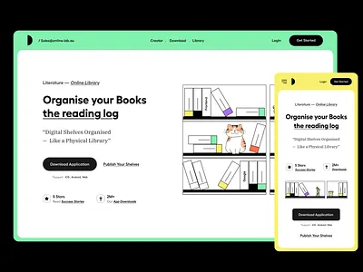 Web UI app ui book app book website clean features header hero landing page library design menu product design responsive services typography ui ui ux user experience ux web ui website