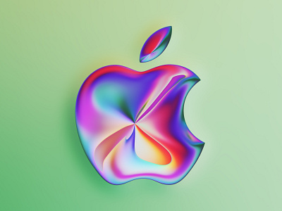 Apple (Neochromed) 3d abstract apple art chrome colors design filter forge generative graphic design holographic illustration iridescent logo
