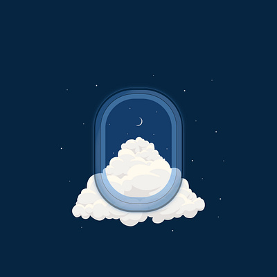 Porthole adobe adobe illustrator airplane cloud design flat flat design flat illustration flyer illustration illustrator moon night porthole star stars